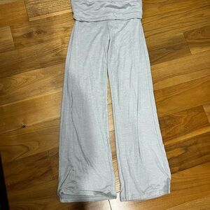 Hollister Light Gray Wide-Leg Fold-Over Pants